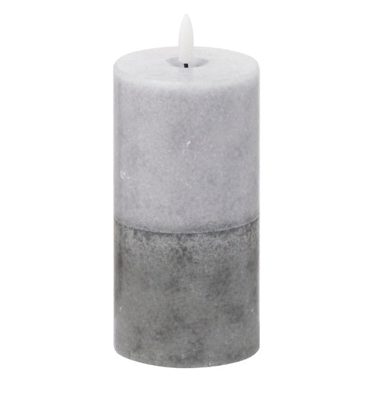 15cm Two Tone Grey LED Candle