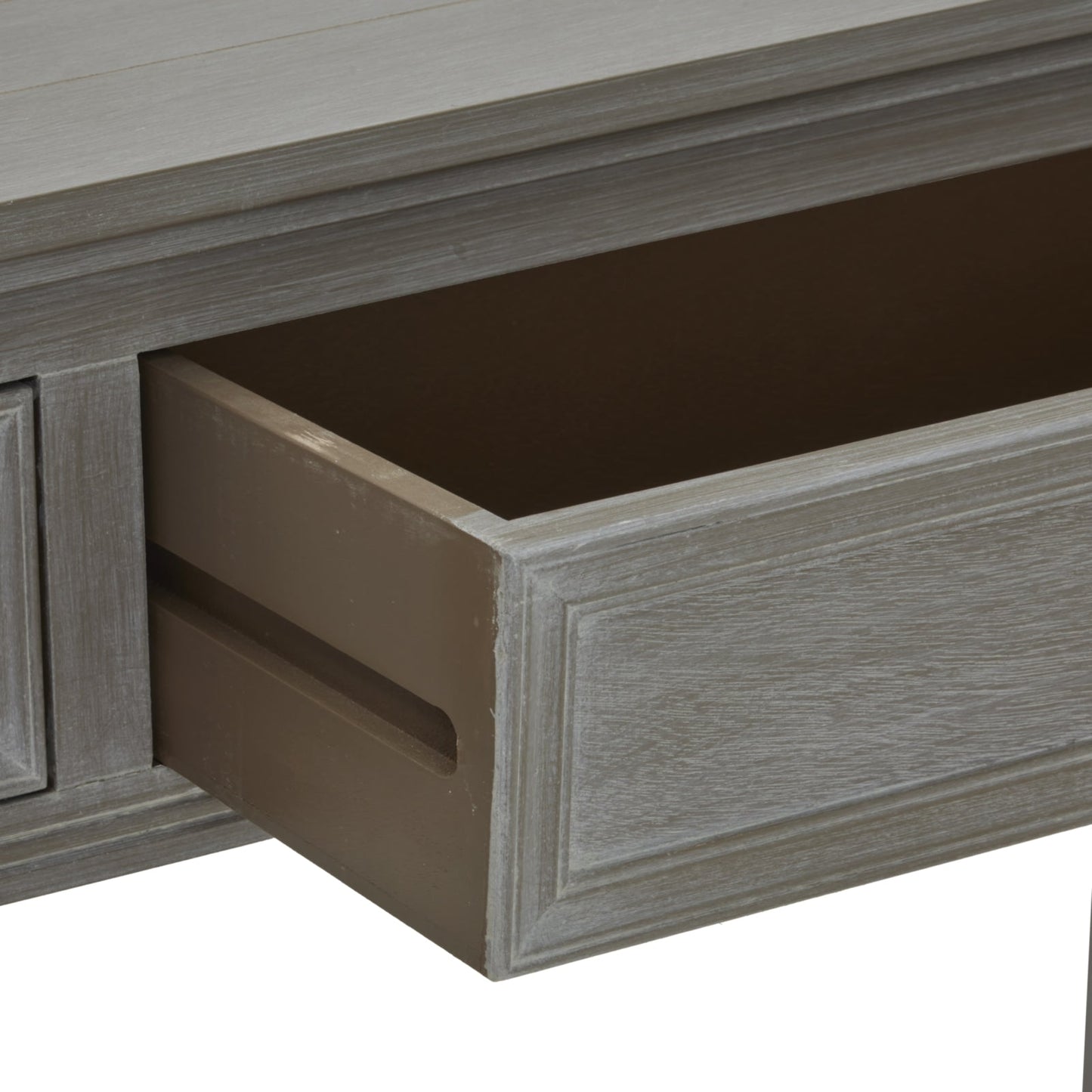 open drawer of console table