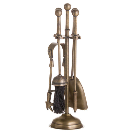 Ball Topped Companion Set | Antique Brass