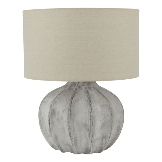 Concrete Base Lamp with Linen Shade