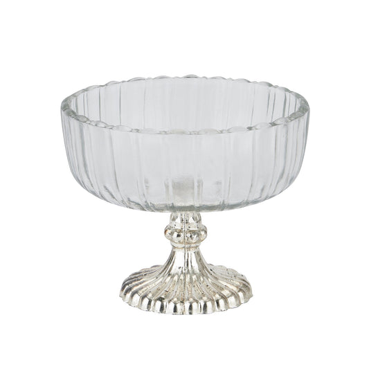 Small fluted glass display bowl