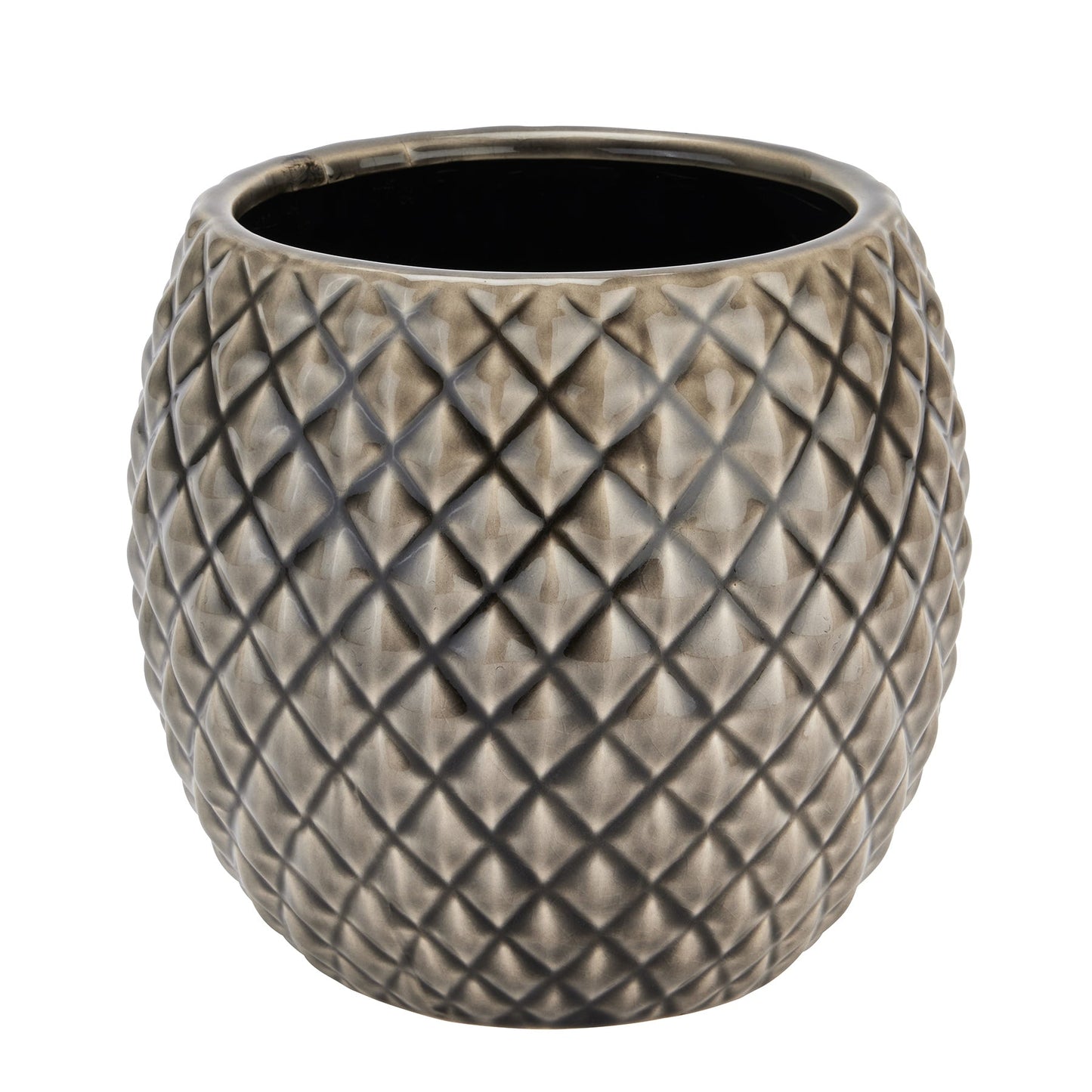 diamond print planter in grey tones