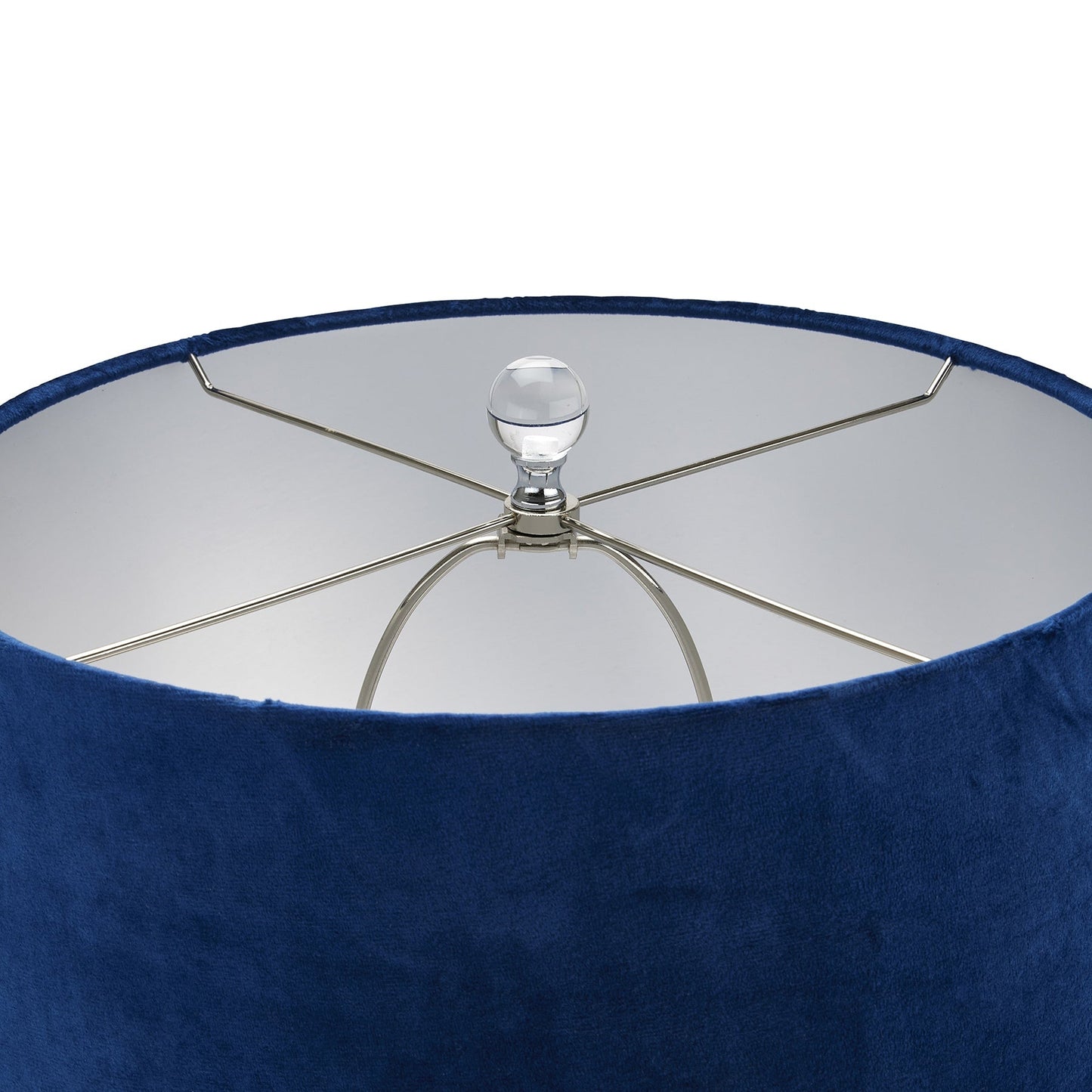 Gulfoss Glass Table Lamp with Navy Velvet Lamp Shade