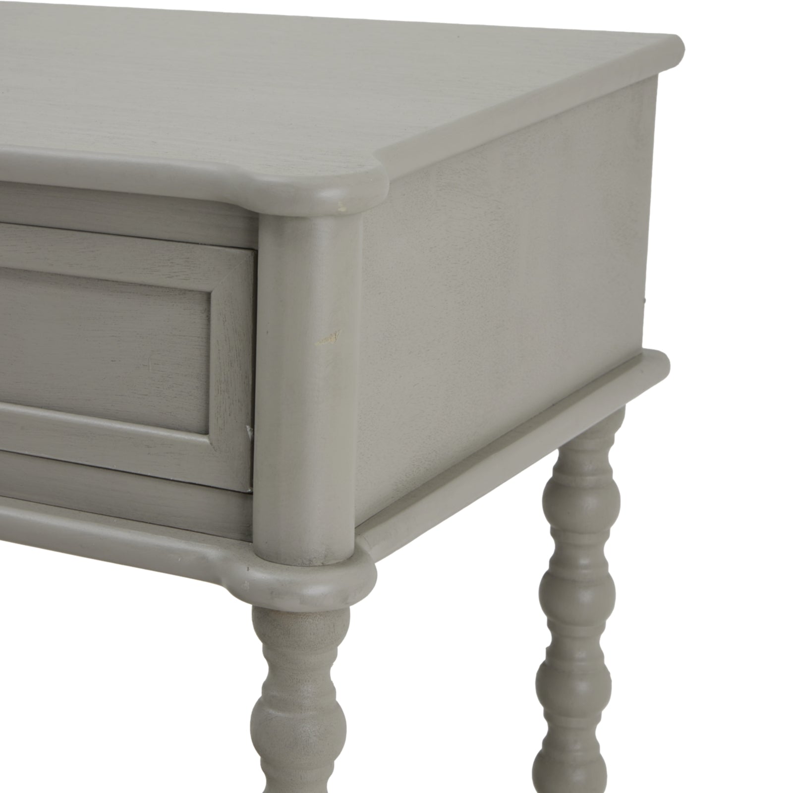 close up of large two drawer console table