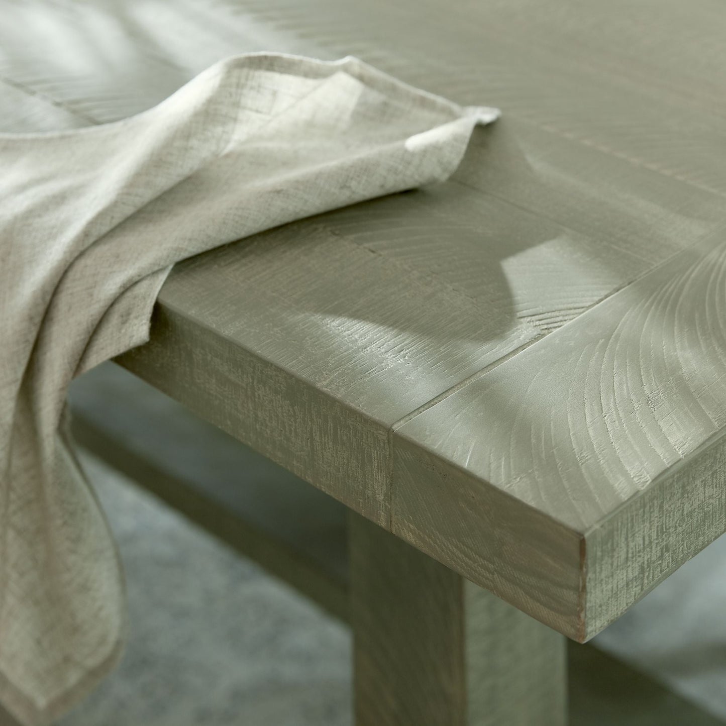 top detail showing wood grain of 2 metre dining table