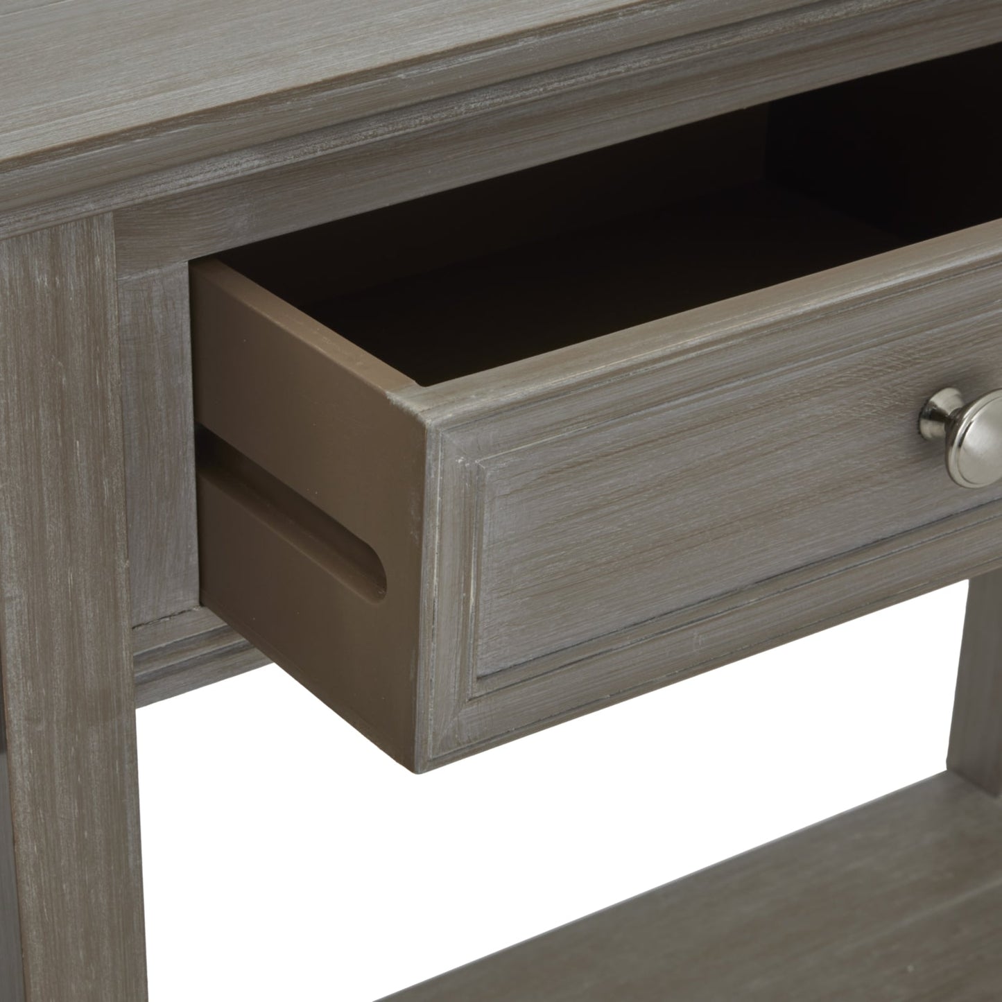 drawer detail on large console table with storage