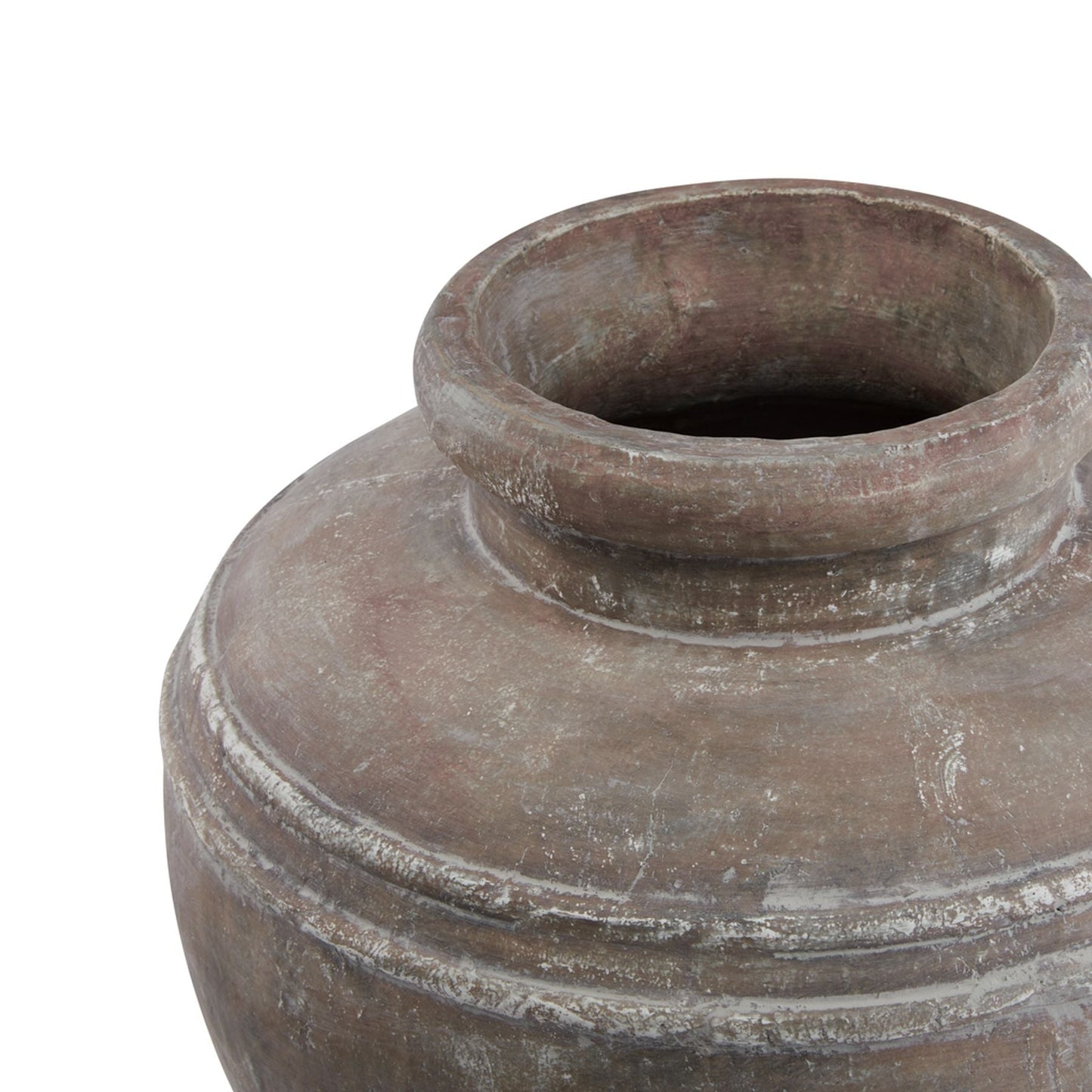 neck detail of large rustic water pot vase