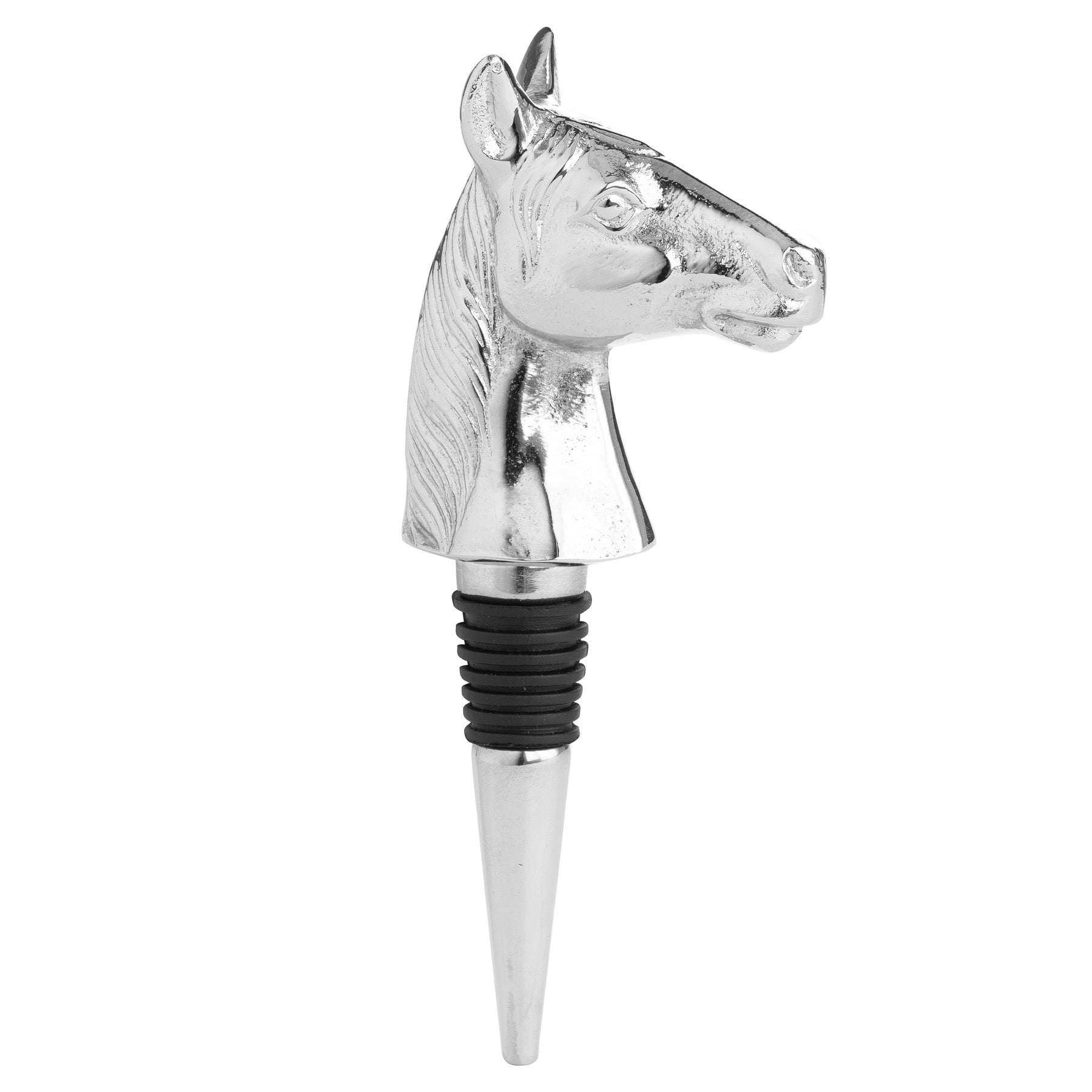 silver horse head bottle stopper