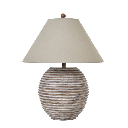 Tall Round Table Lamp with Linen Shade