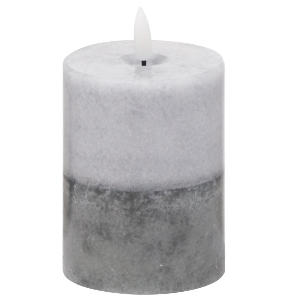 10cm Two Tone Grey LED Candle