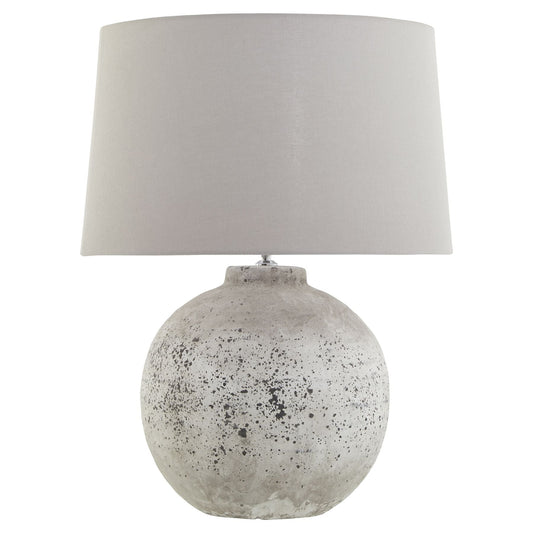 Aged Stone Ceramic Lamp with Linen Shade