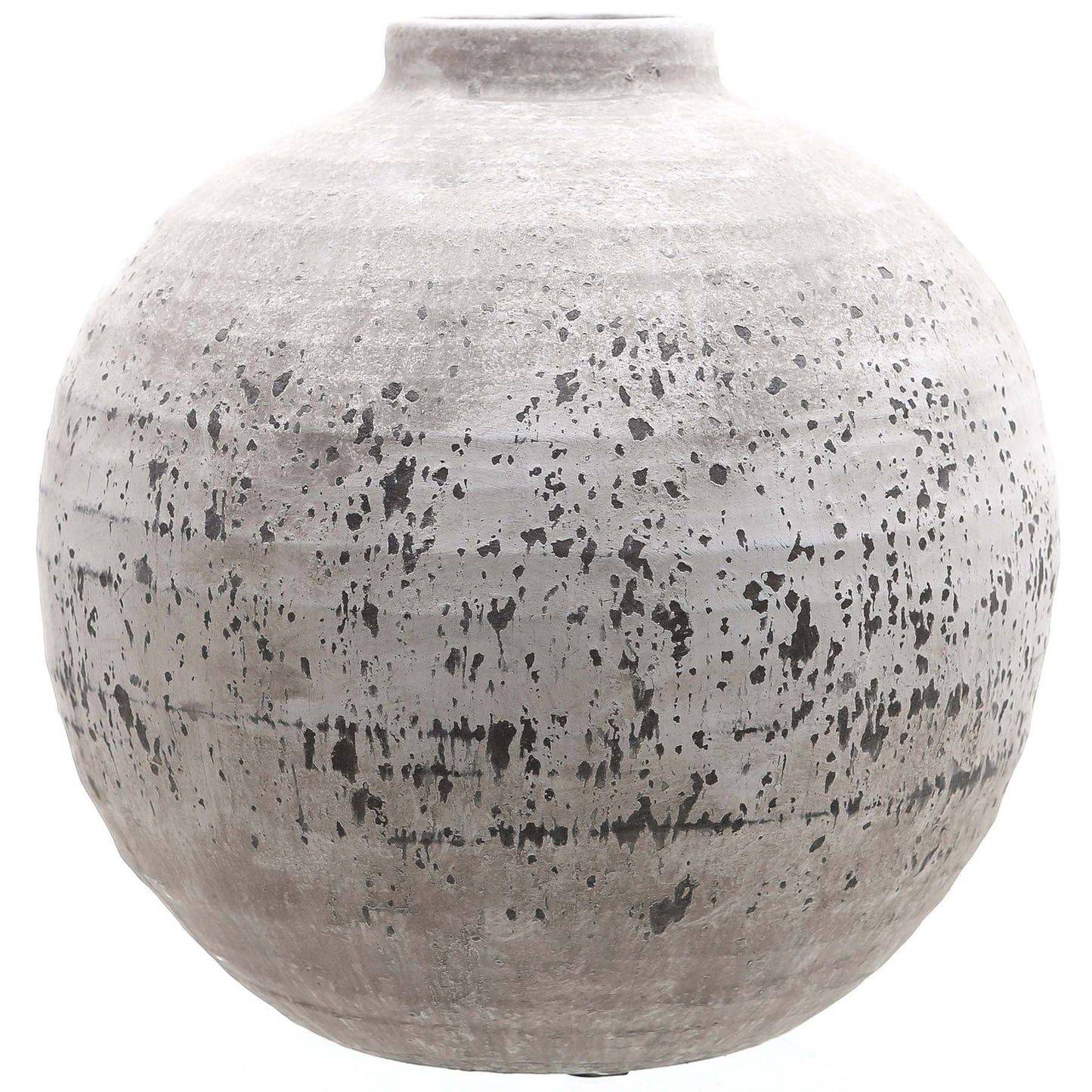 large aged stone globe vase