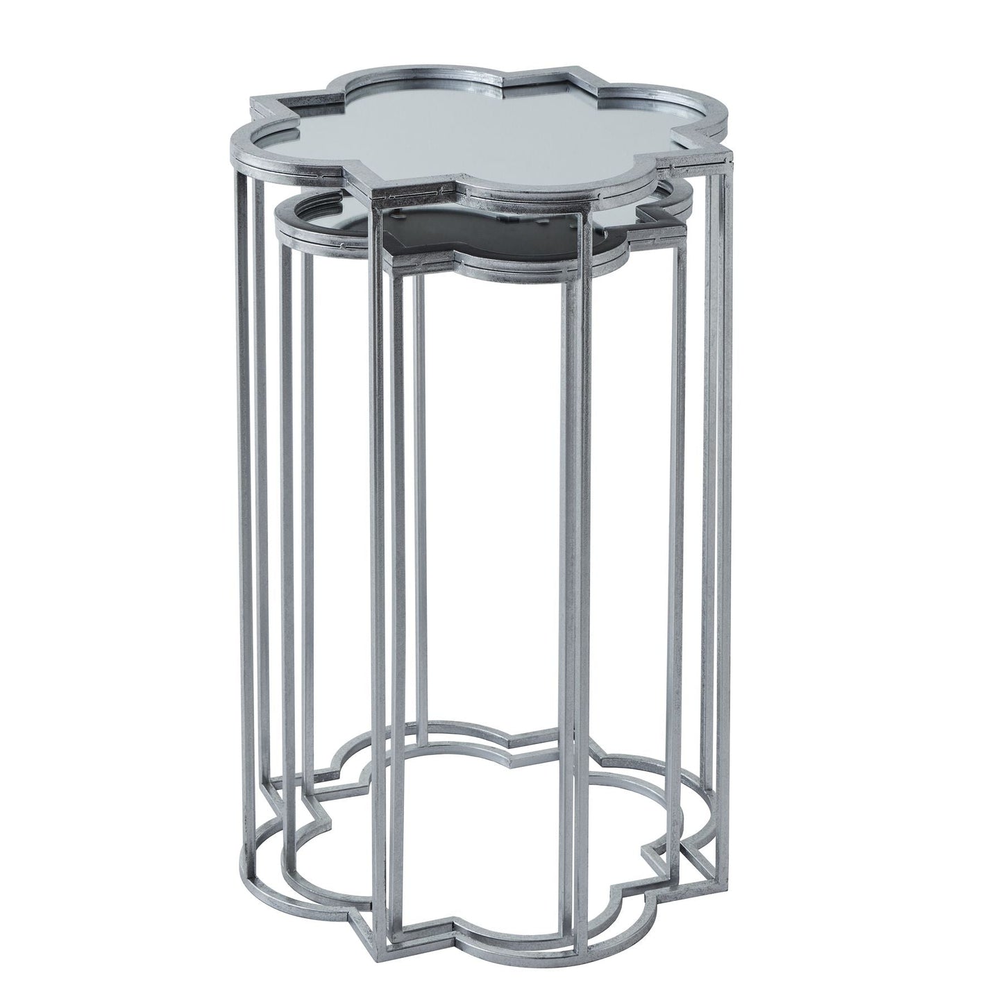 the mirrored side tables set of two stacked together