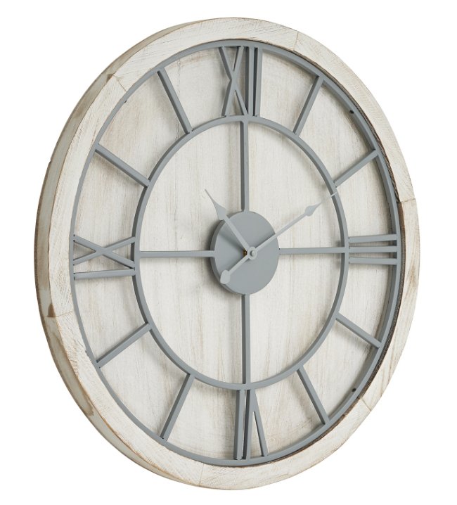 Beckley White Wash Round Wall Clock.