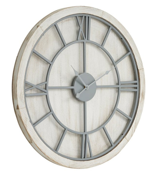 Beckley White Wash Round Wall Clock.