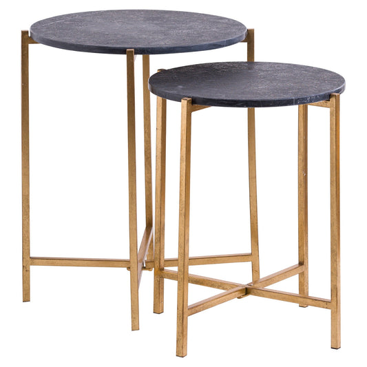 both large and small black and gold side tables