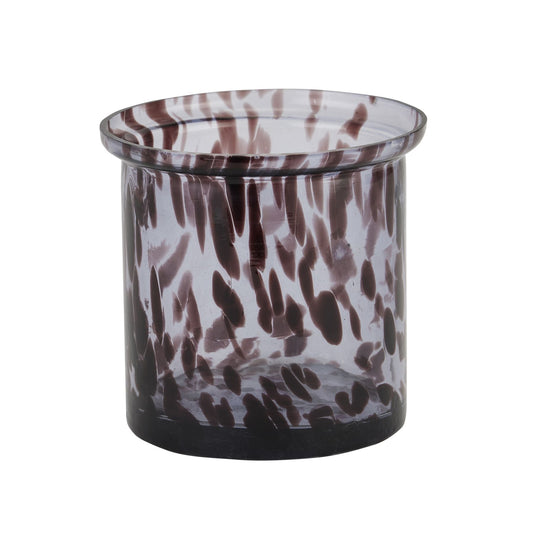 Black Glass Candle Jar in Dapple Print - 2 Sizes Available