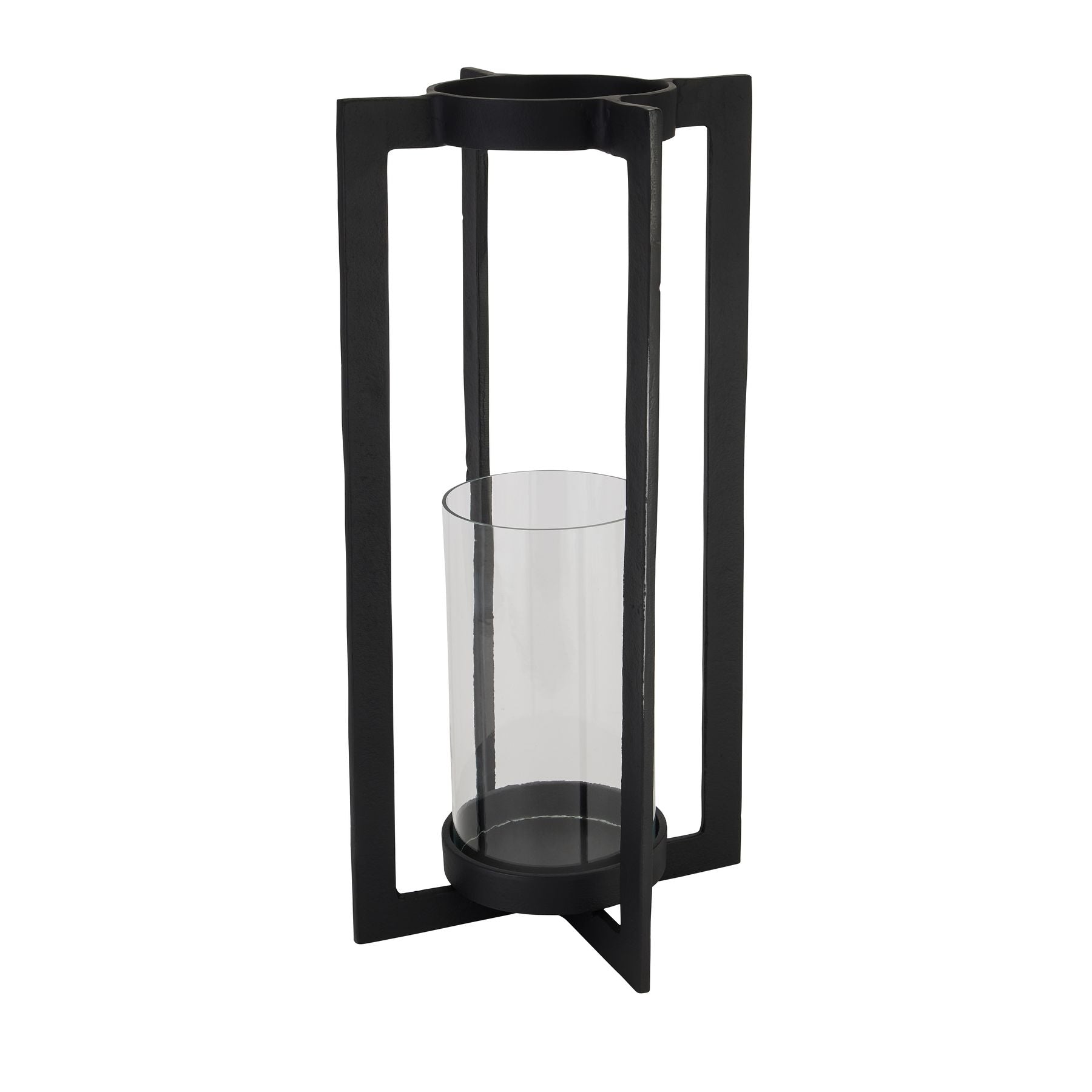 large matte black hurricane lantern