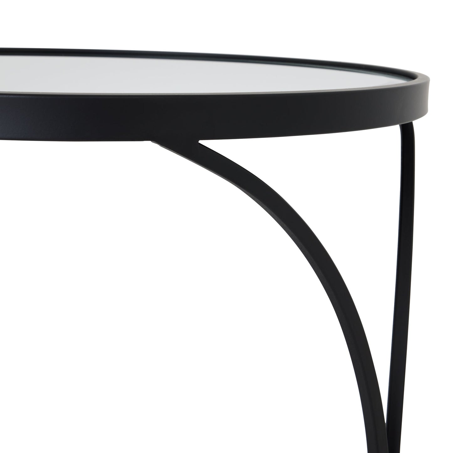 black metal frame side table with mirrored top