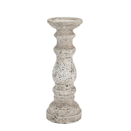 Small column aged stone candlestick