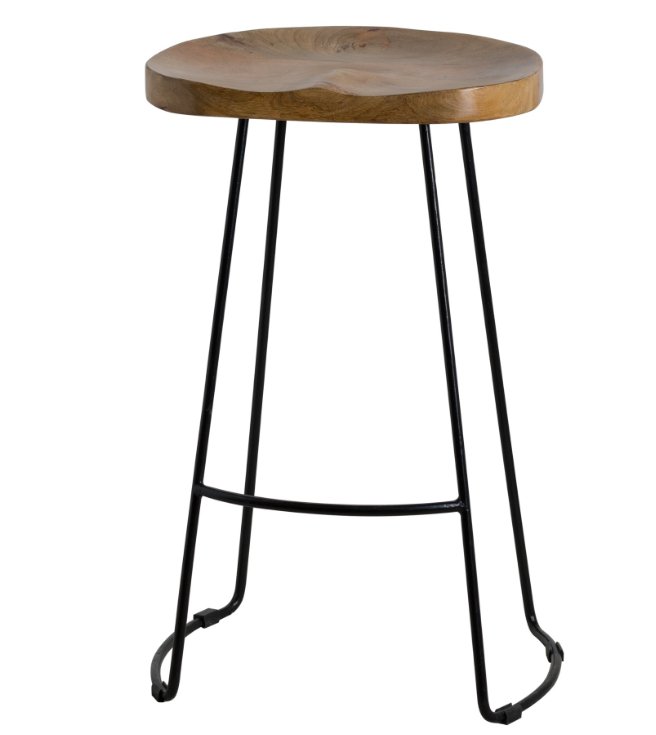 Hardwood Backless Barstool