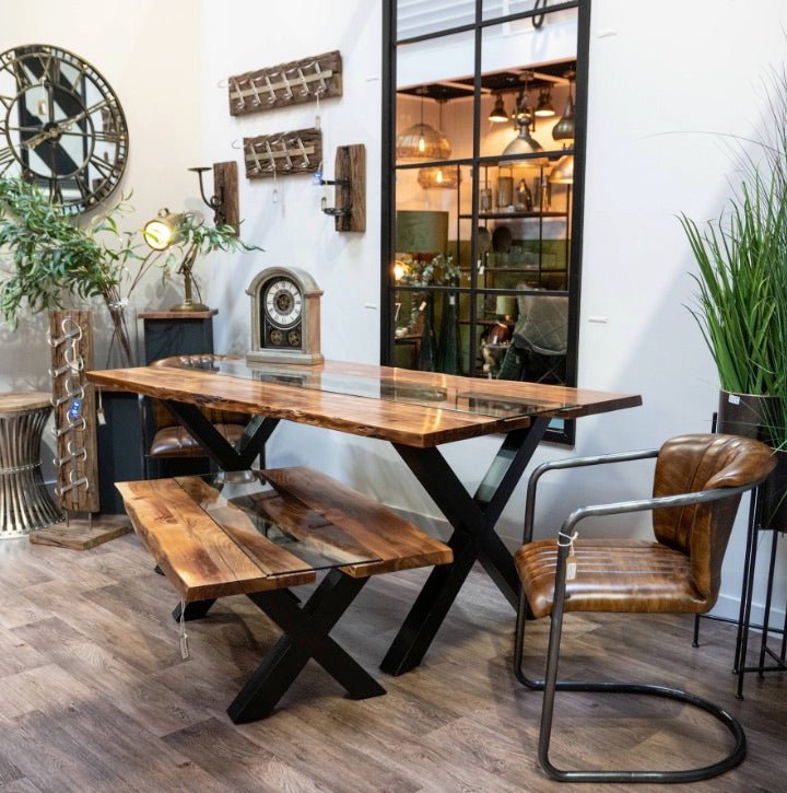 Glass Centre 6 Seater Dining Table | Arbor Live Edge Furniture