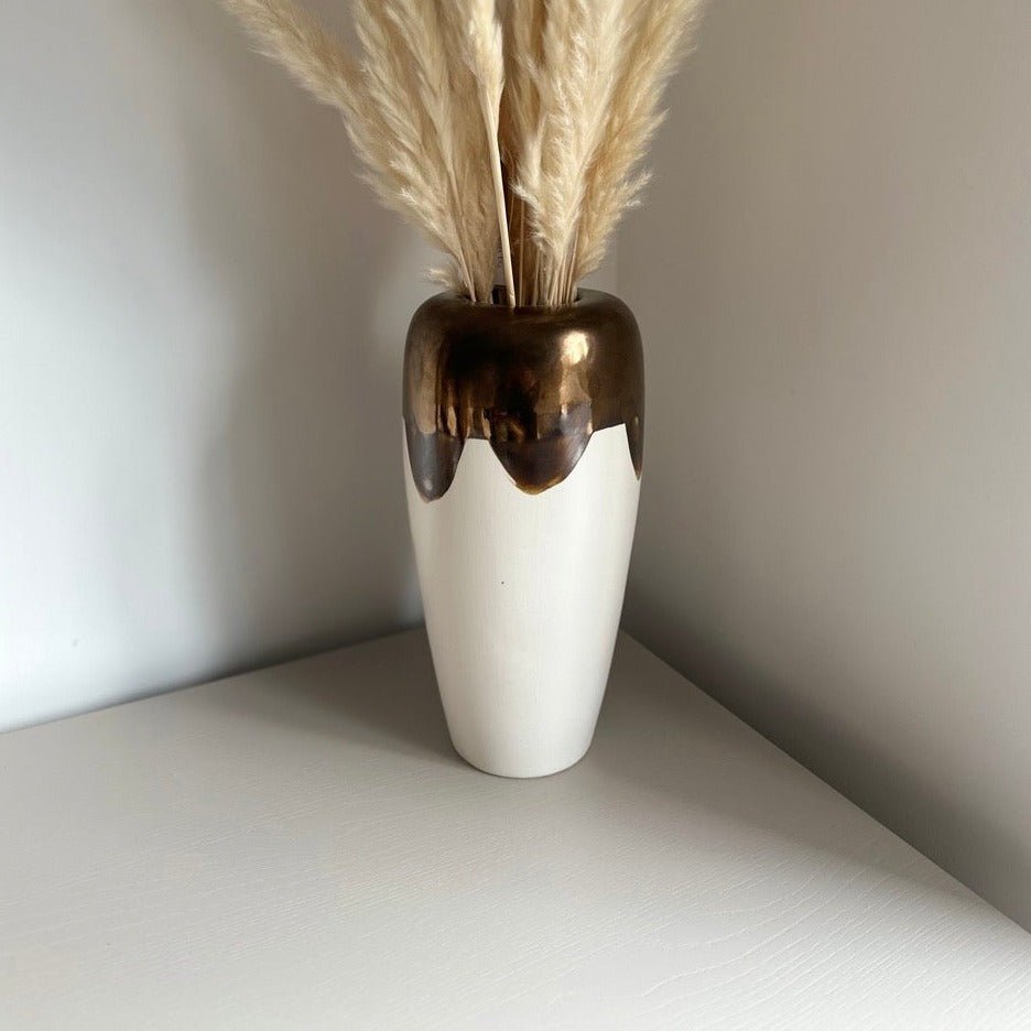 Handpainted Vase | Cream & Bronze