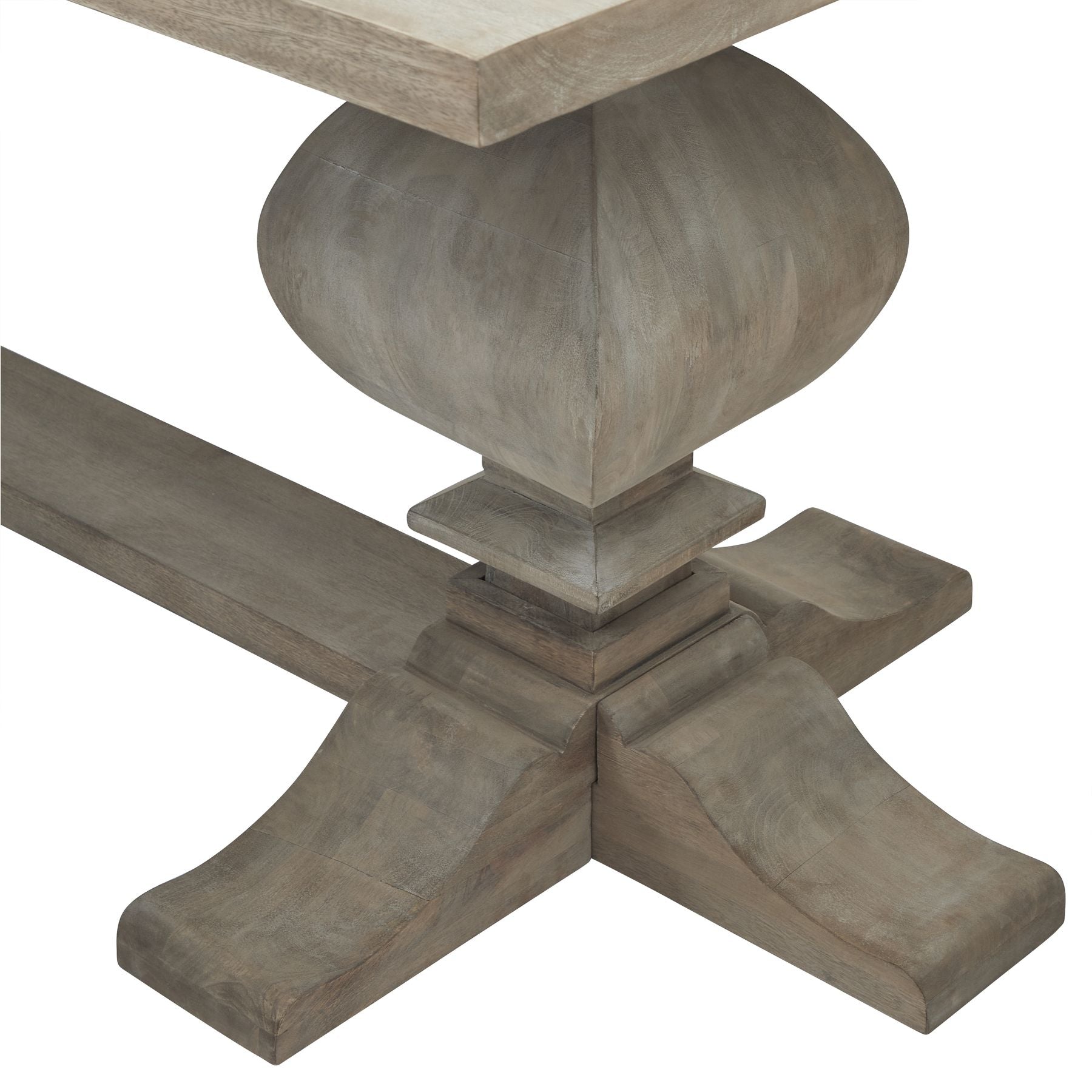 close up of the pedestal base on the Cotswold furniture large dining table 