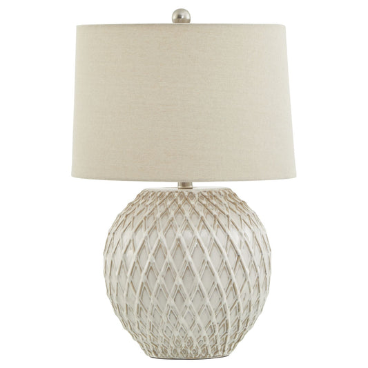 Lattice Table Lamp with Linen Shade