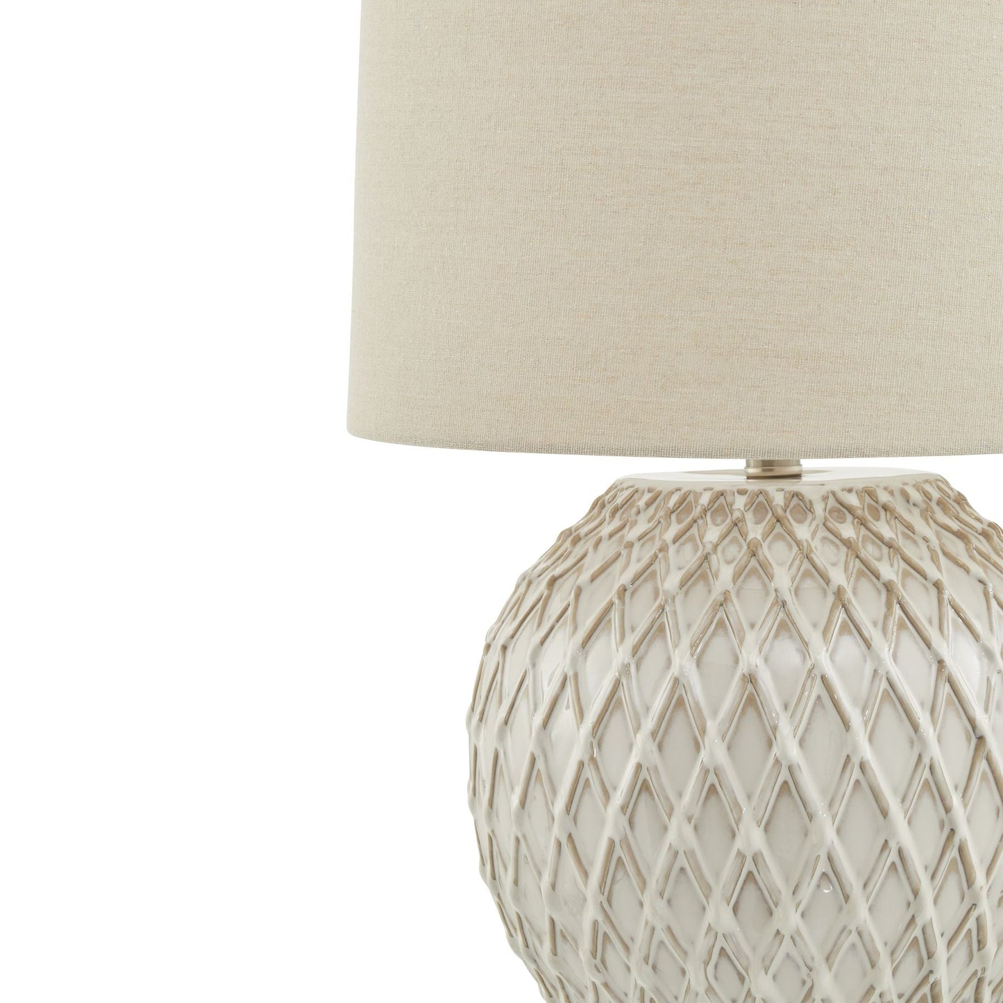 Lattice Table Lamp with Linen Shade