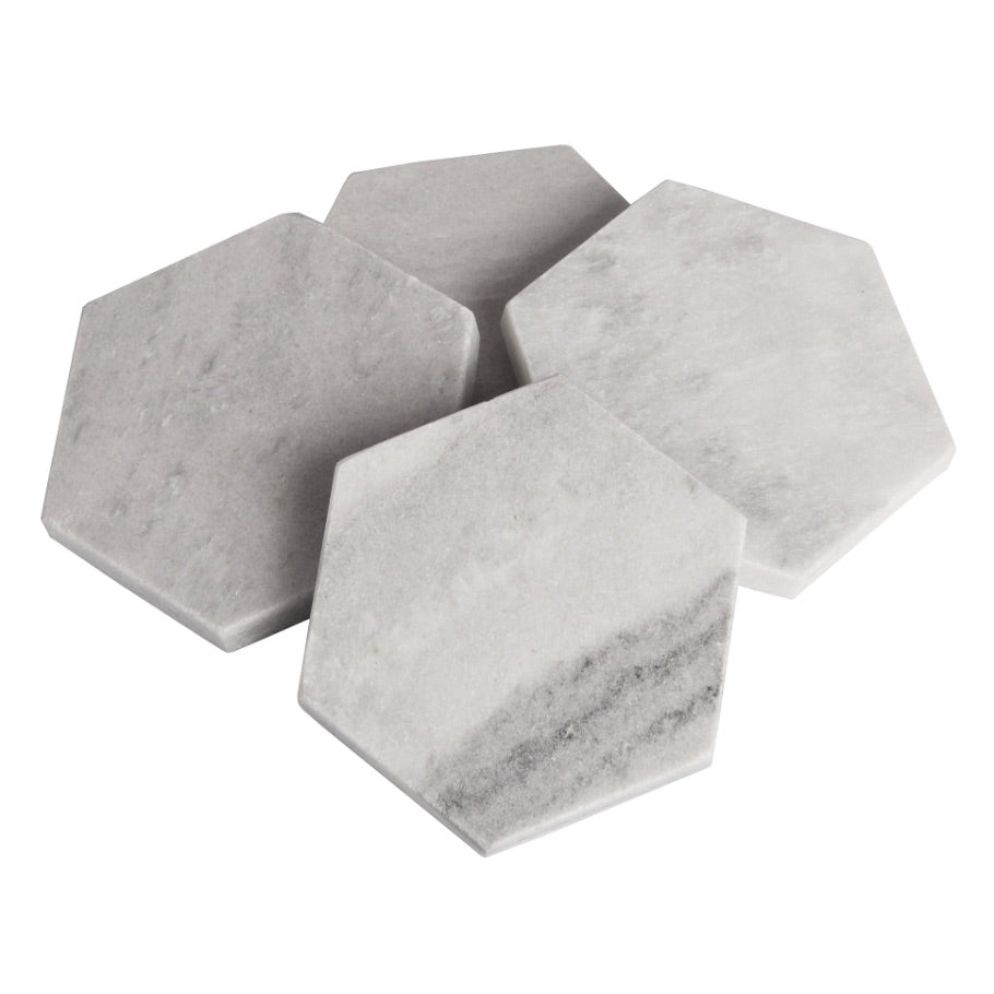 Marble Hexagon Coasters | Set of 4