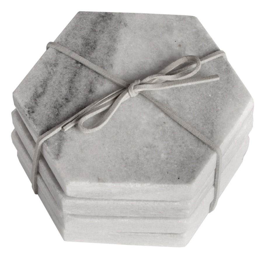 Marble Hexagon Coasters | Set of 4