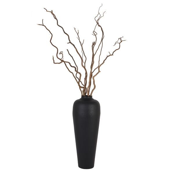 Matte Black Hammered Vase - Large