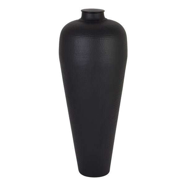 Matte Black Hammered Vase - Large