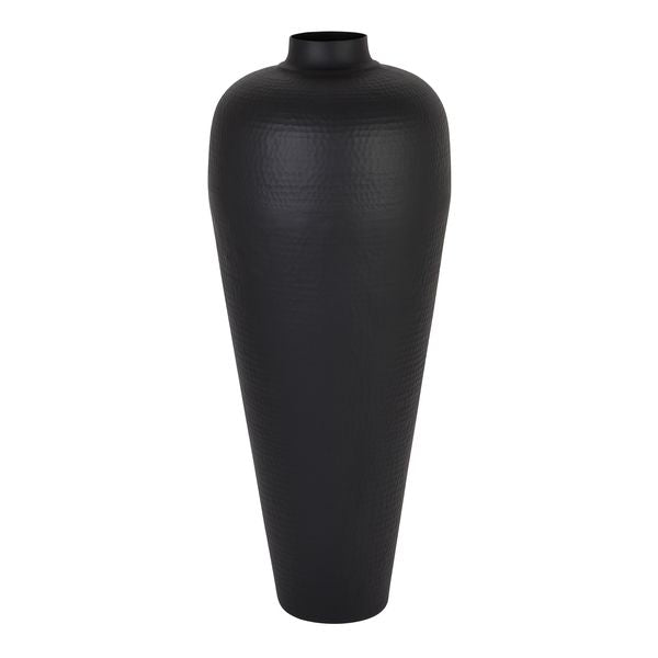 Matte Black Hammered Vase - Small