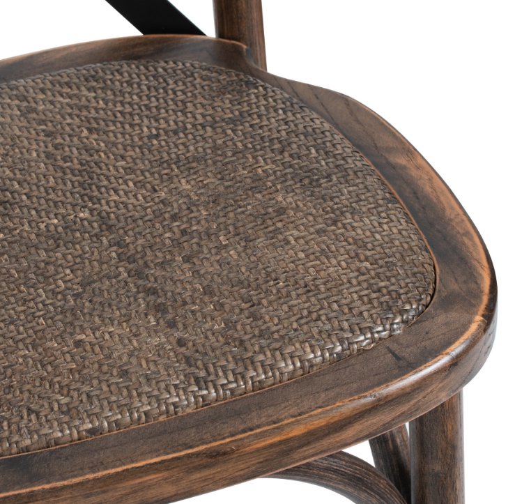 rush seat of cross back dining chair