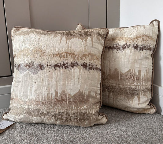 Pair of Inca Mocha Cushions by Evans Lichfield