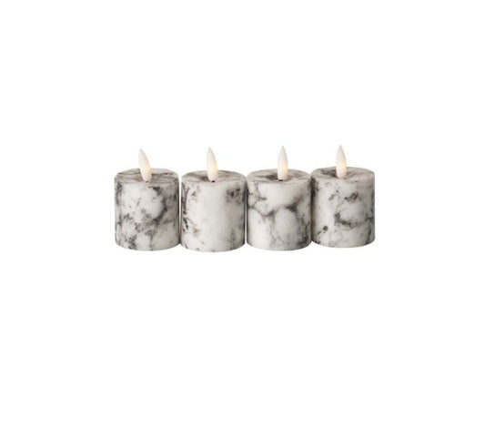 Set of 4 Marble LED Votive Candles