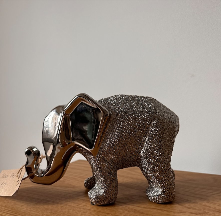 Silver Elephant Ceramic Ornament