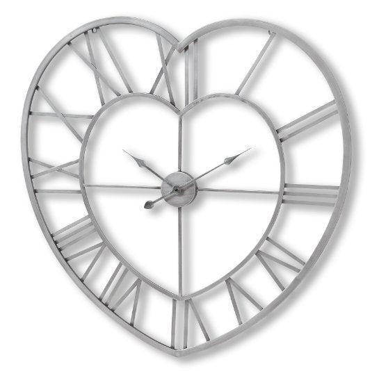 Silver Heart Skeleton Wall Clock.