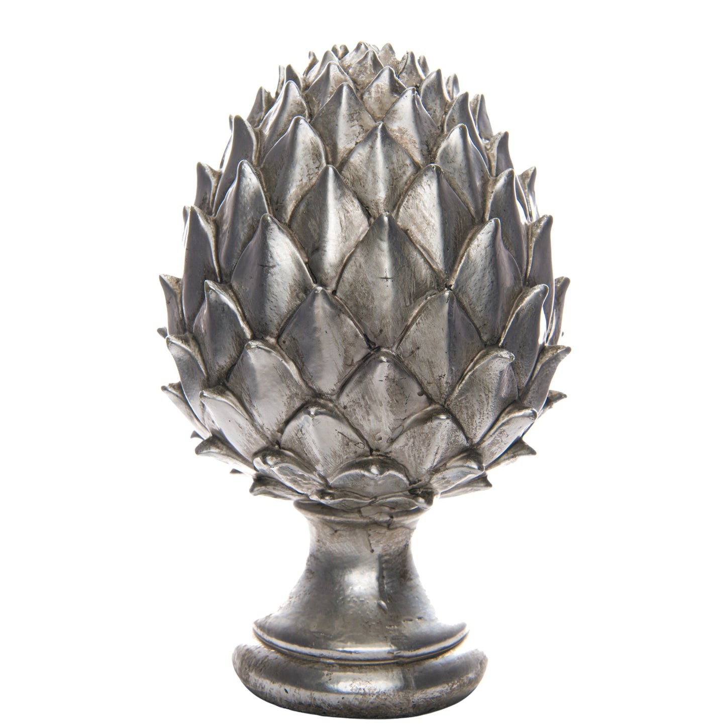 large silver pinecone finial