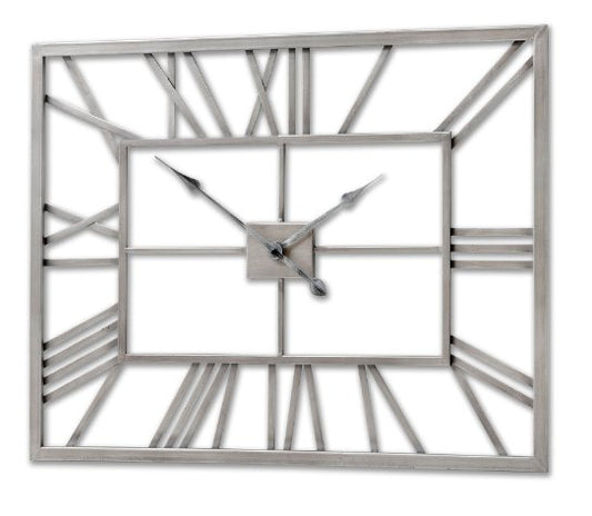 Silver Rectangular Skeleton Wall Clock.