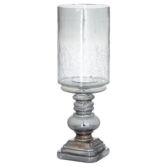 Small smoked glass candle holder