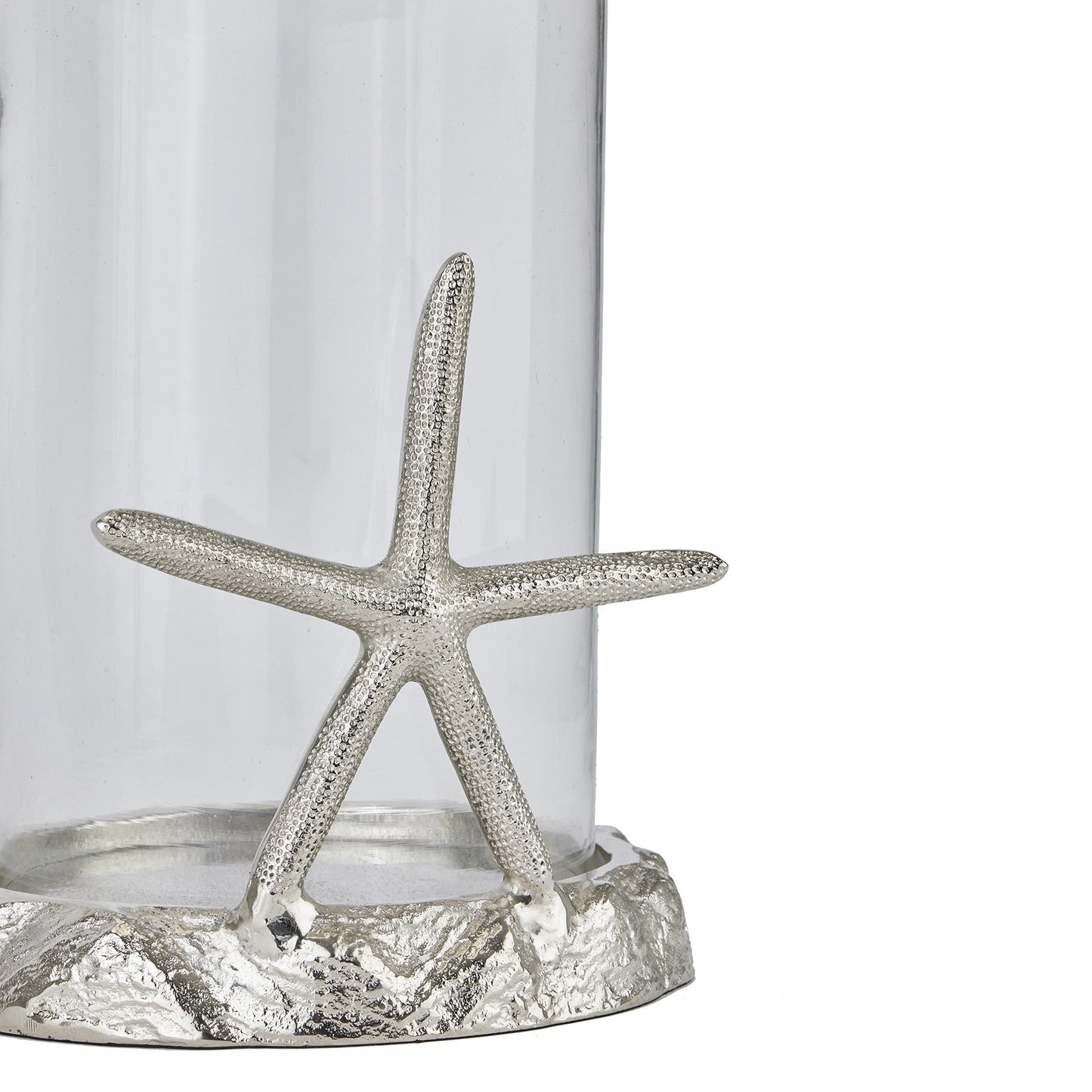 close up of the base and starfish on the hurricane lantern