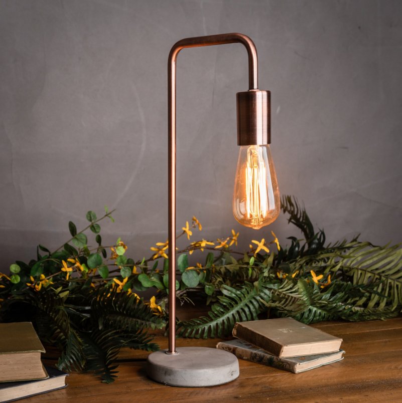 Stone and Copper Desk Lamp