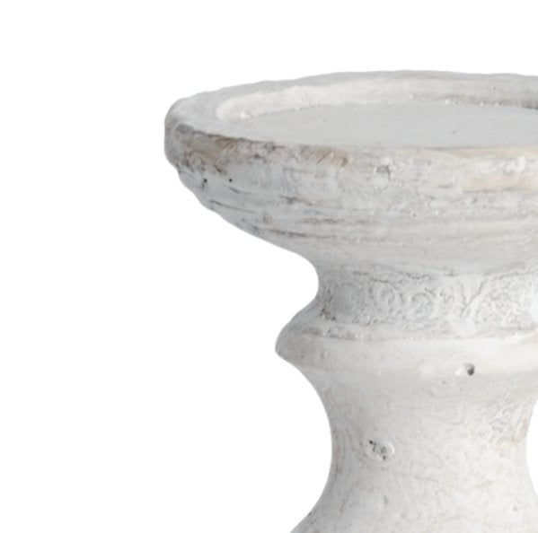 Stone candlestick close up, showing detail