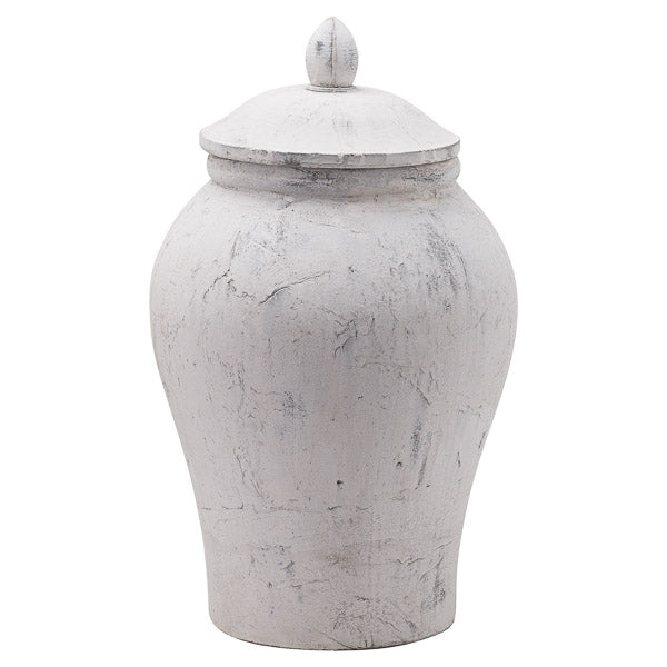 large stone ginger jar with lid