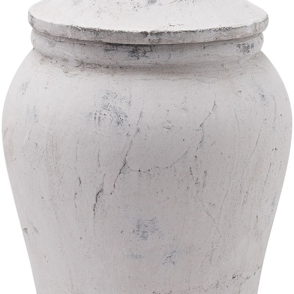 close up of the texture of the stone ginger jars with lid