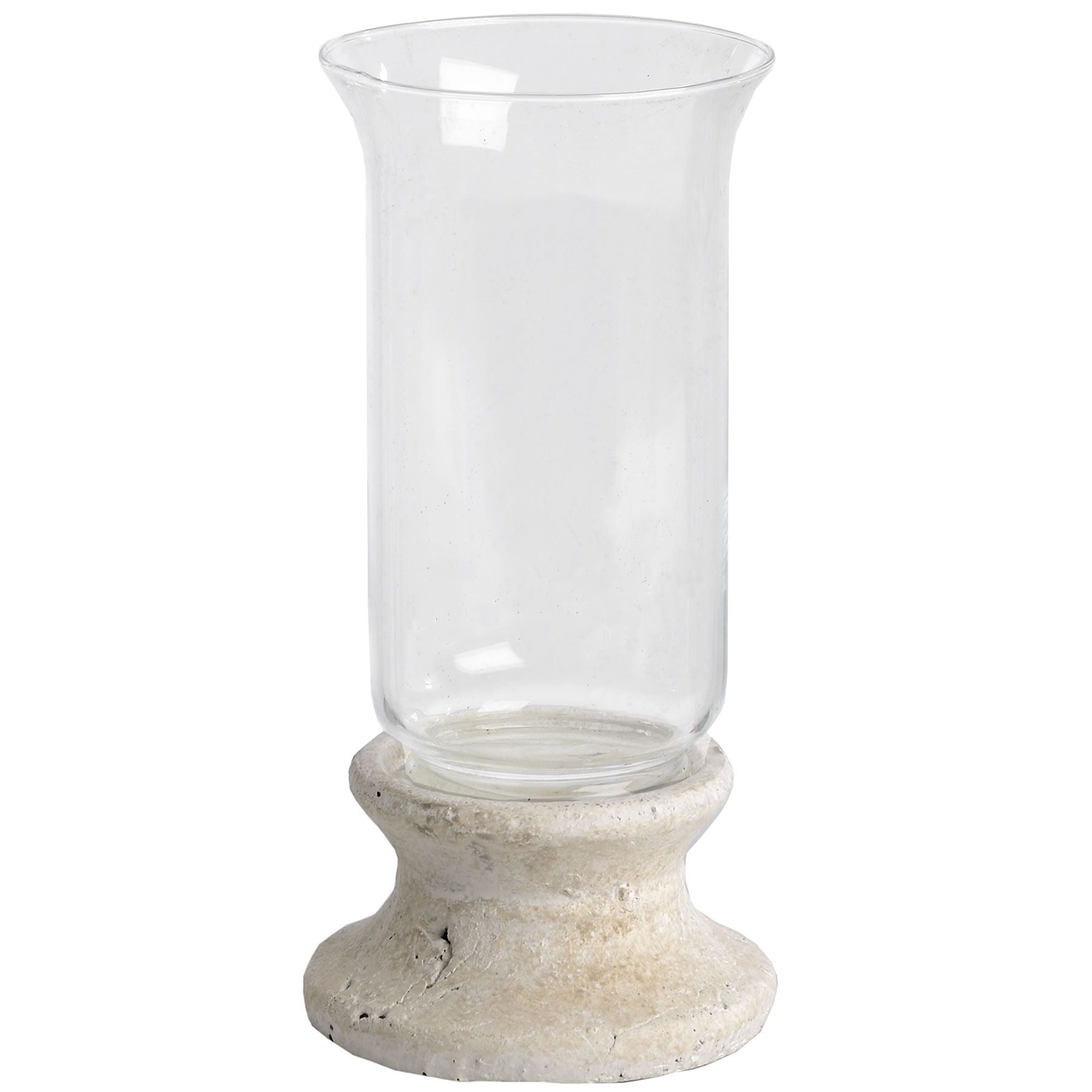 stone base glass hurricane lantern