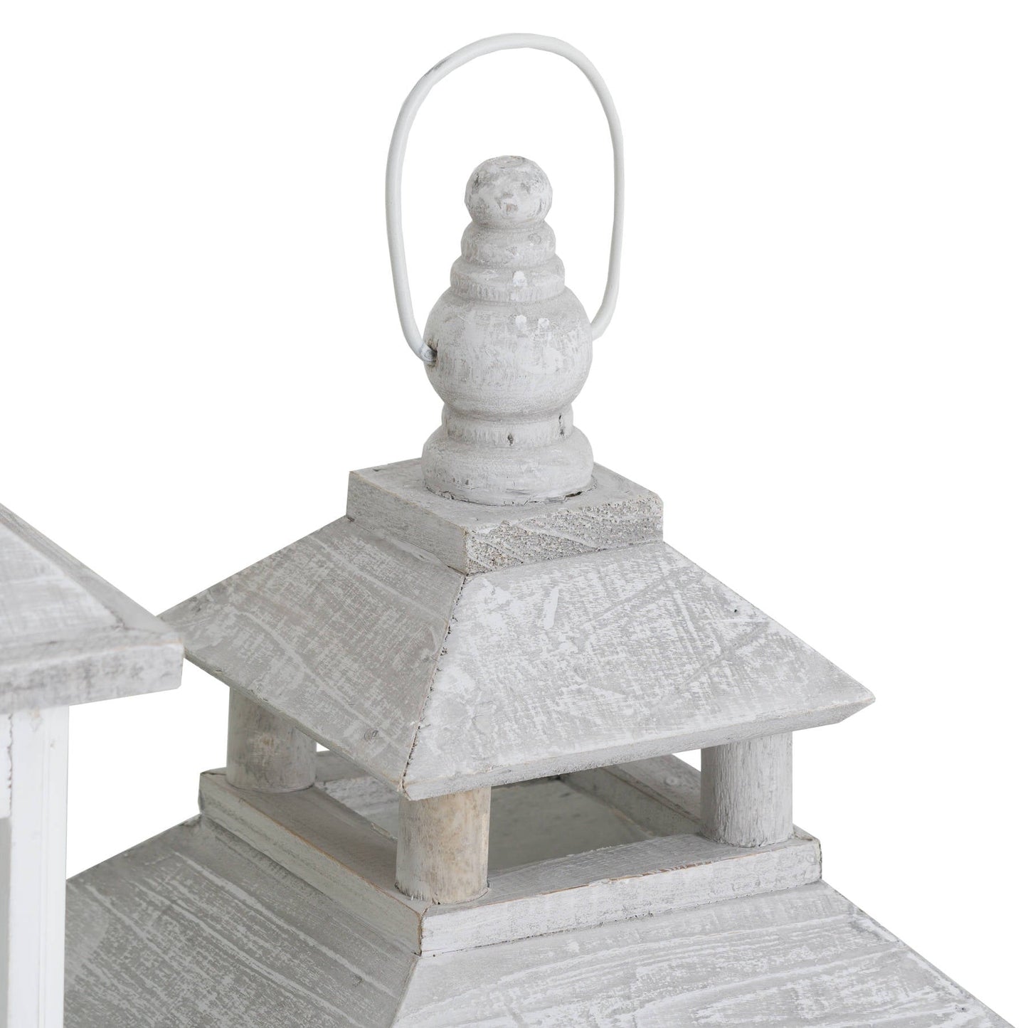 White Window Style Lanterns - Set of 3